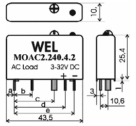 Рис.1. Габаритный чертеж реле MOAC1, MOAC2