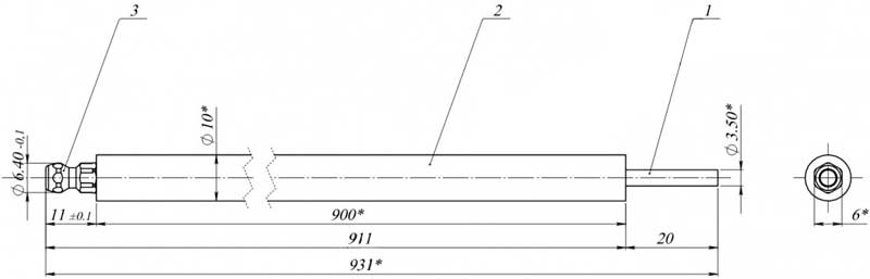 Рис.1. Габаритный чертеж электрода розжига МК 1443.04.00.788