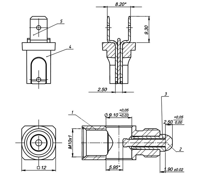 Рис.1. Схема термопрерывателя М10х1 (100-030)