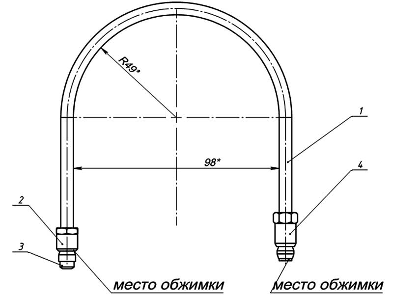 Рис.1. Чертеж трубки запальника серии 1443 (код 100-051)