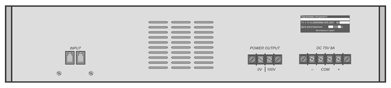 Задняя панель усилителя мощности 200ПП030М, 400ПП030М, 600ПП030М